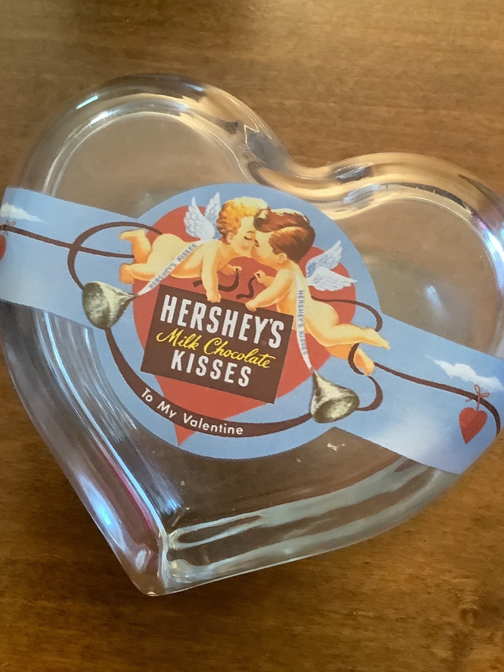 Vintage 1980s Hersheys Kiss Valentine’s glass trinket dish